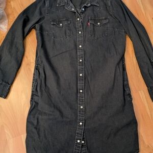 Levi's Black Long Sleeve Denim Dress